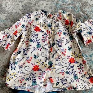 Toddler girls floral corduroy blouse.